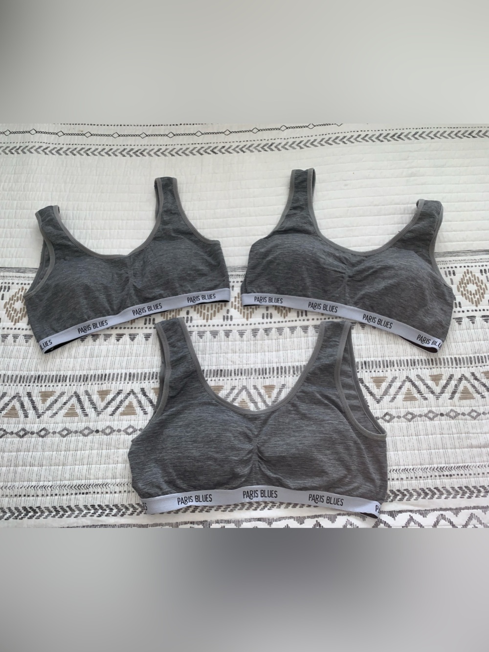 Paris Blues Gray Seamless Stretch Sports Bralette Trio - Size 1X